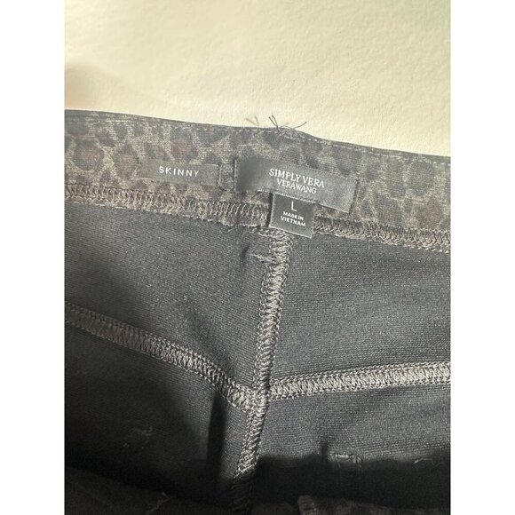 Simply Vera Wang Skinny Pants, Brown Black Animal Print Leopard Size L - Picture 5 of 7